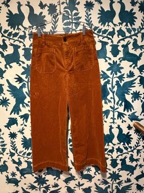 Anthropologie Maeve Colette Rust Brown Cropped Corduroy Wide-Leg Pants
